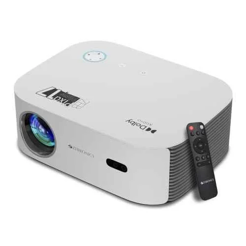 Zebronics PIXAPLAY 17 6000 Lumens Smart Projector, 4K Support Native 1080p, Built-in Apps, Dolby Audio, Miracast, Auto Keystone + Focus, 224 inch Screen