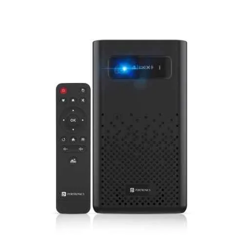 Portronics Pico 11 350 ANSI lm Android9 Portable LDP Projector Native 1080p, 4K UHD Support, Rechargable 7800 mAH battery, Bluetooth, 10W Speaker