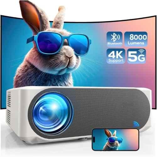 AUN AKEY6S Native Full HD Projector 1080p for Home, 7500 Lumen Android 9 Projector for Home 4K WiFi Bluetooth YouTube Netflix PrimeVideo Hotstar Multi Media for Home Cinema