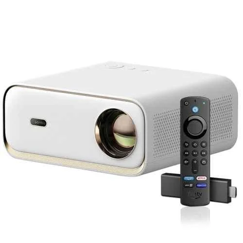 Wanbo X5 1080p 1100 ANSI 4K HDR Ultra Bright Portable LED Projector with FTS, 10W Stereo Speaker & Dual BT Home Cinema