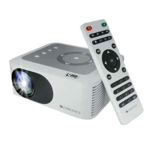 Zeb PixaPlay 51 2400 Lumens Mini Projector, FHD 1080p Support, mSD, AV IN, AUX OUT, USB, HDMI, Compact & Portable, Buuilt-in Speaker, 305 inch Screen