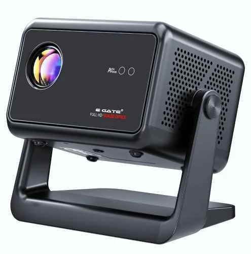 E Gate Duster 5X | 100% Dust Proof | Fully Automatic Native 1080p Projector 4k Ultra HD | 5X Brighter 500 ISO | Android 13, Live TV, Netflix, Prime | ScreenFree & ScreenMirror | HDMI-ARC-Wi-Fi6