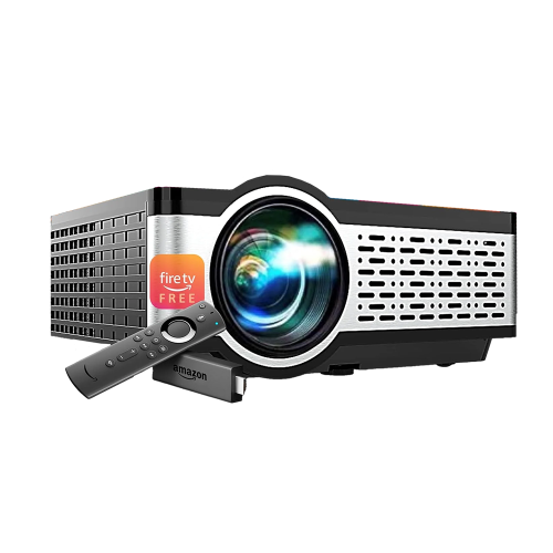 E Gate FireFlix 4X Brighter Projector + Free TV Stick (Certified Netflix, Prime, Hotstar & More) | 400 ISO & 840fc Mega Brightness | FHD 1080p Native | VGA, HDMI, USB, Bluetooth, i9-Pro-Max-FTS