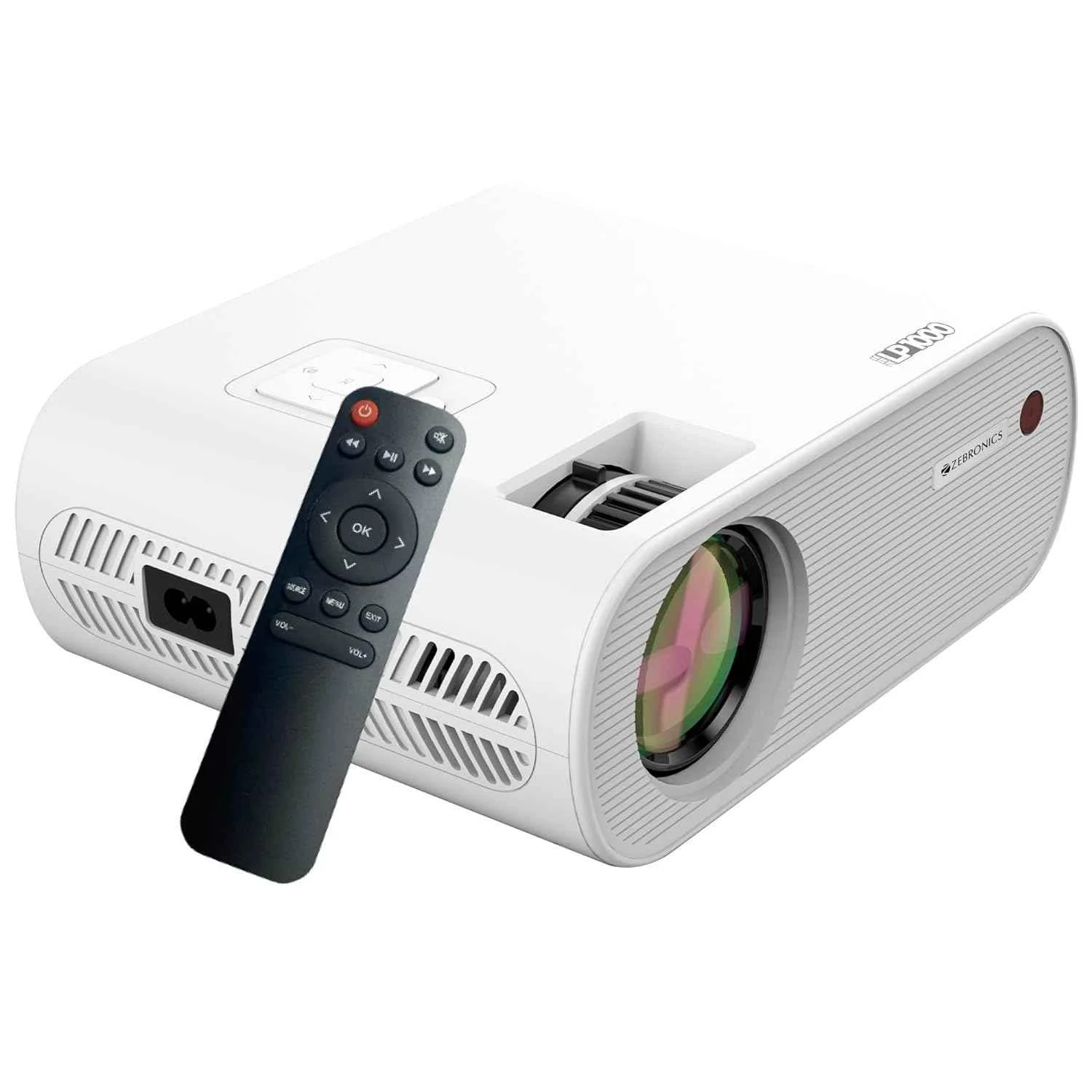 ZEBRONICS LP1000 3300 Lumens FHD LED Projector 1080p|USB, HDMI & AUX|50,000h Lifelong lamp|Built in Speaker|With Remote|150" Screen|1 Year Warranty