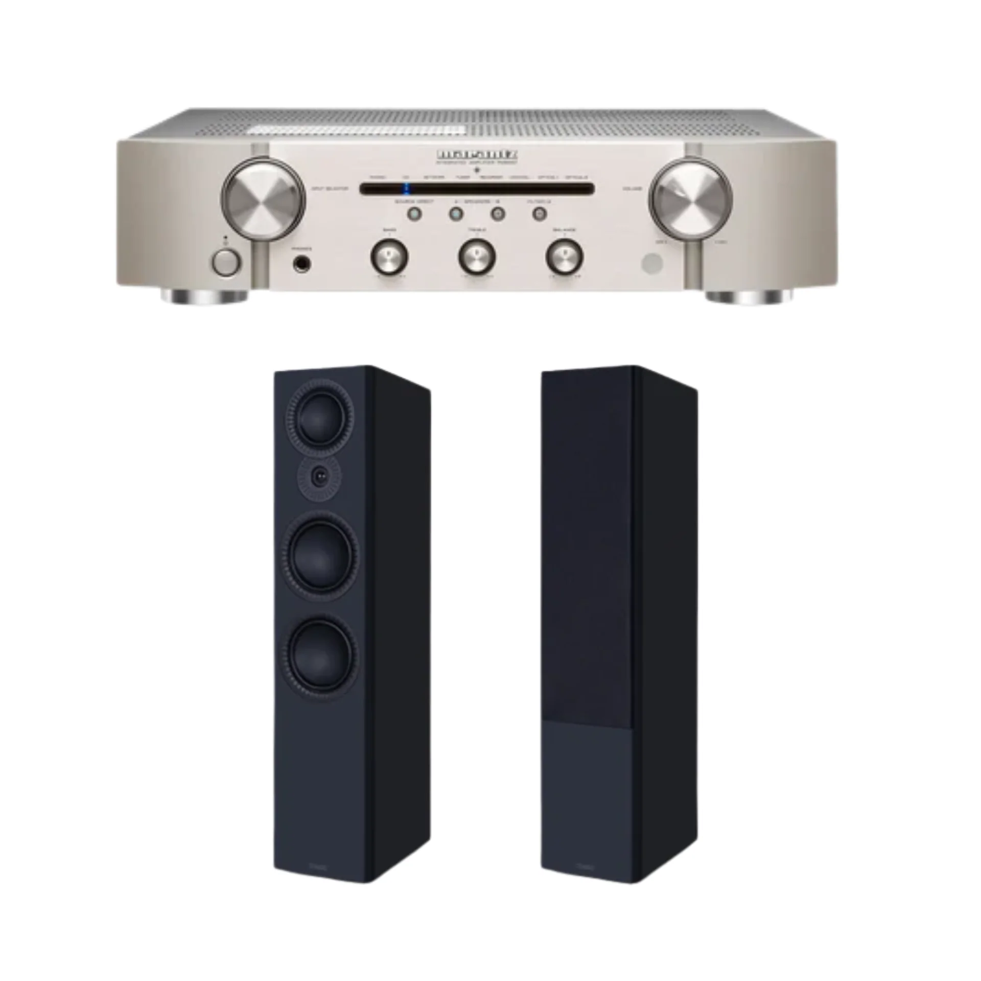 Marantz PM6007 Stereo Amplifier (Silver) + Mission LX-6 MKII - 3-Way Floor Standing Speaker (Stereo Bundle Package)