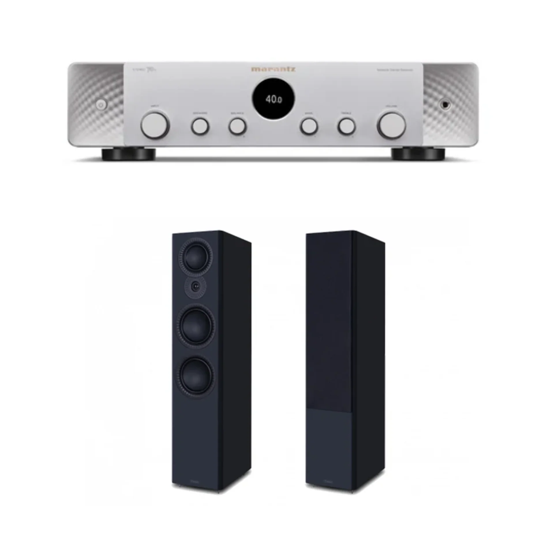 Marantz Stereo 70s Slimline Network Stereo Receiver (Silver) + Mission LX-6 MKII - 3-Way Floor Standing Speaker (Stereo Bundle Package)
