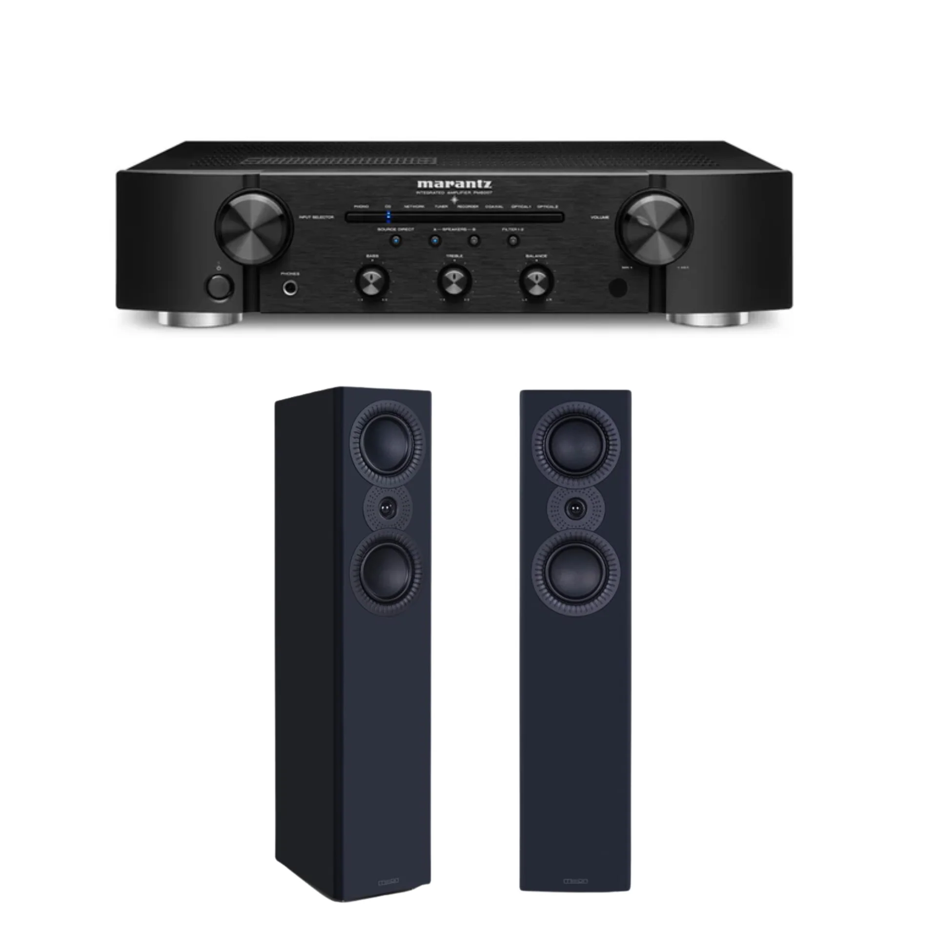 Marantz PM6007 Stereo Amplifier (Black) + Mission LX-4 MKII Floor Standing Speaker (Pair) (Stereo Bundle Package)