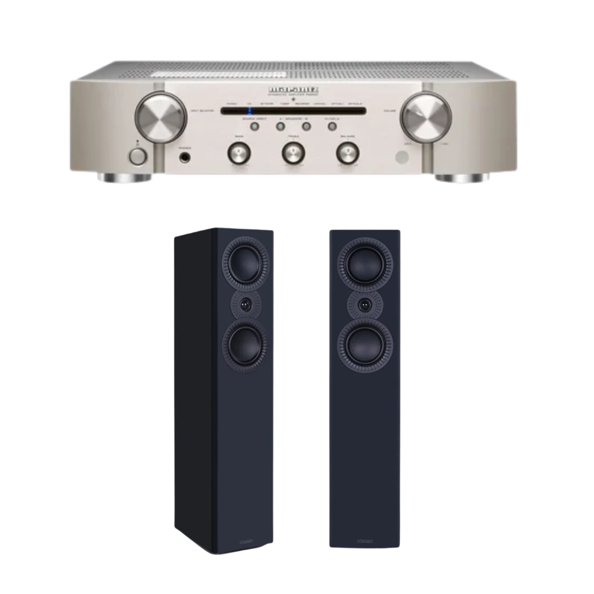 Marantz PM6007 Stereo Amplifier (Silver) + Mission LX-4 MKII Floor Standing Speaker (Pair) (Stereo Bundle Package)