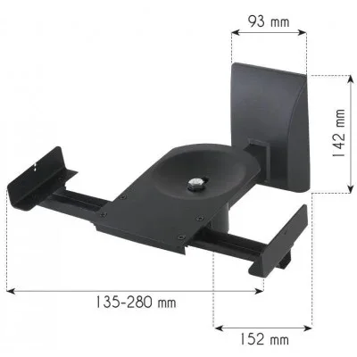 Techly ICA-SP SS201 Couple Bookshelf Speaker Wall Brackets up to 25kg Black (Pair) - view 1