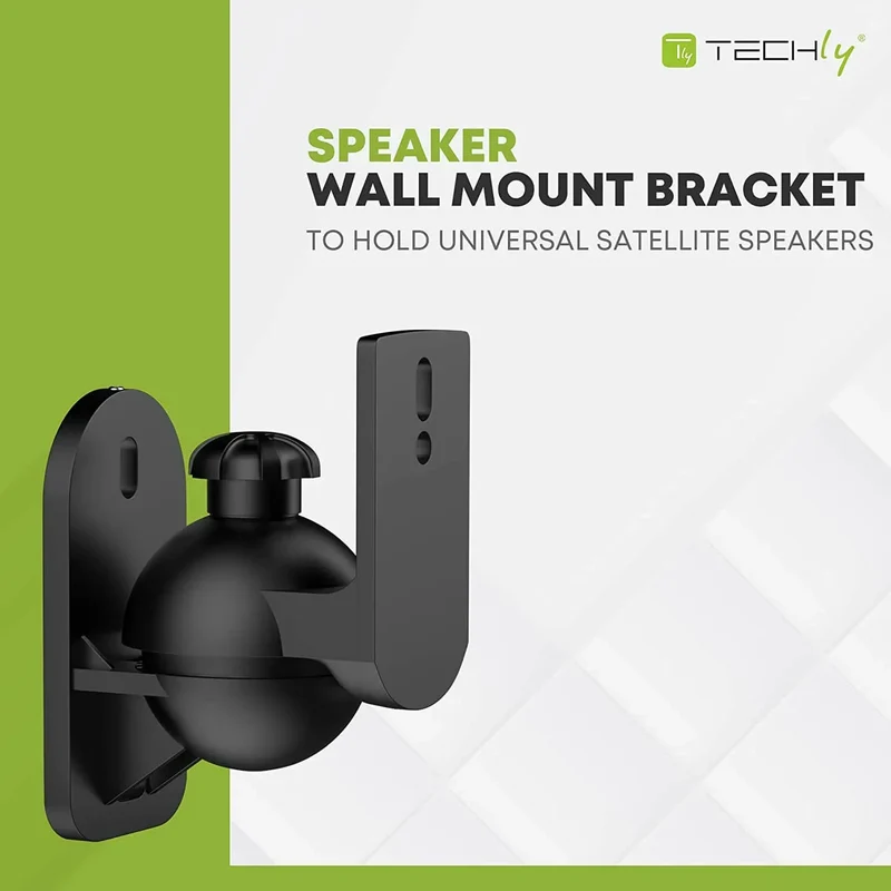 Techly Wall Satellite Speakers Brackets with Capacity Up to 3.5kg Black (Pair) - view 1