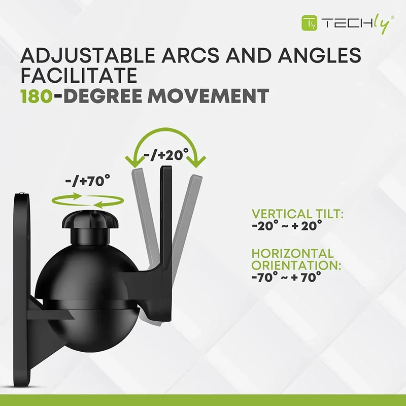 Techly Wall Satellite Speakers Brackets with Capacity Up to 3.5kg Black (Pair) - view 2