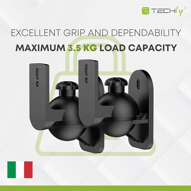 Techly Wall Satellite Speakers Brackets with Capacity Up to 3.5kg Black (Pair) - view 3