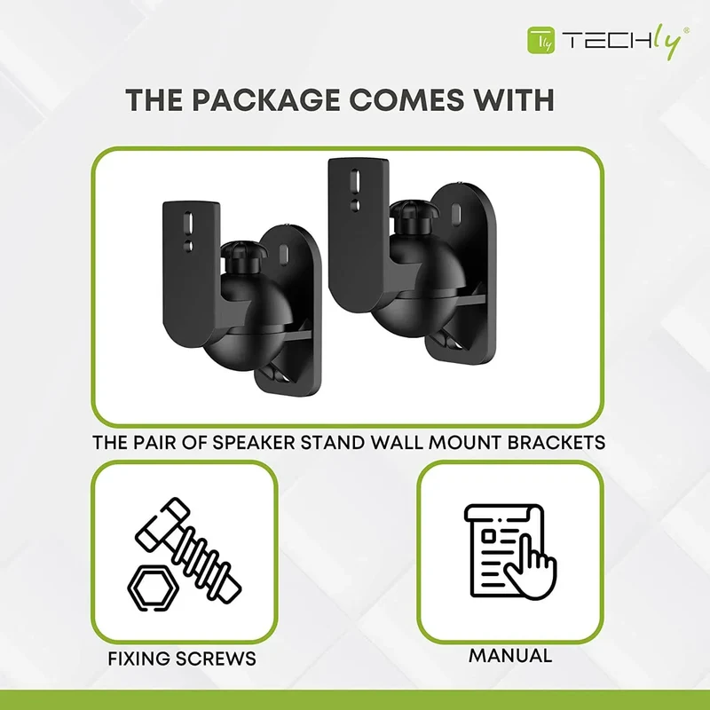 Techly Wall Satellite Speakers Brackets with Capacity Up to 3.5kg Black (Pair) - view 5