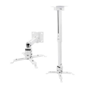 SAVSOL Heavy Duty Universal 6 Feet Projector Ceiling Mount & Wall Stand Bracket with Full Motion Adjustments LED/LCD (White SAV-524 Option (Weight Capacity-50 Kgs)