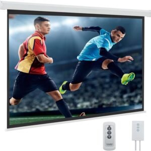 SAVSOL 92 inches Diagonal, UHD-3D-4K Ready Technology Motorized/Motorised Projector Screen 16:9 Picture Aspect Ratio, 7 Ft. x 4 Ft. and (80" W x 45" H) with Cordless Remote(White)