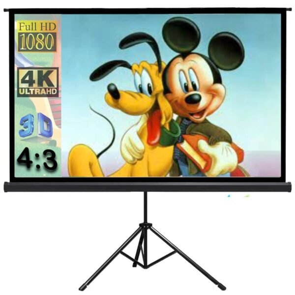 SAVSOL 100 Inch Cineview Series Tripod Type Projector Screen, Supports UHD, 3D and 4K Ready Technology-(7ftx5ft, 4:3 Aspect Ratio)