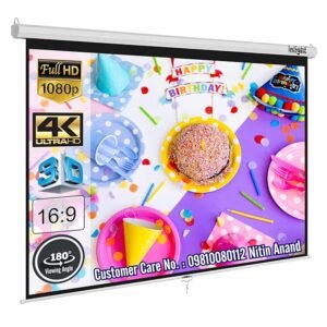 Inlight Wall Imported Autolock/Instalock Projector Screen, Size: - 9 Ft. (Width) x 5 Ft. (Height), 120 Inches Diagonal, 16:9 Aspect Ratio, Supports UHD-3D-4K Technology(White)