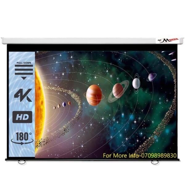 MOIZ 4x4 Feet Imported Fabric Wall Type Pull Down Screen Without Auto Lock Mechanism with 1080P, 3D and 4K Technology Ratio-1:1 -(4ft (W) x 4ft (H)),(White)