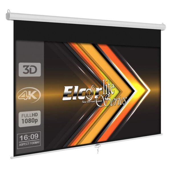 ELCOR® lite Series Manual Auto-Lock Projector Screen, 92-Inch Diagonal in 16:09 Format, 1080P Full hd, 3D Active, 4k Technology