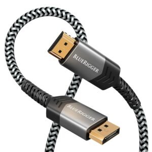 BlueRigger DisplayPort to HDMI 4K 60Hz Cable 6FT - (Uni-Directional, DP to HDMI Cord, HDR, HDCP 2.2, Display to HDMI Male Video Cable) - Compatible with PC, Laptop, HDTV, Monitor, Projector