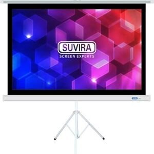 SUVIRA 120 Inch Matte White Fabric Projector Screen with Stand - Indoor and Outdoor Projection Screen for Movie or Office Presentation - 4:3 HD Premium Wrinkle-Free Tripod Screen for Projector