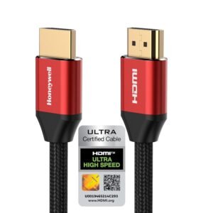 Honeywell HDMI Cable 2.1 with Ethernet, 8k@60Hz, 4K@120Hz UHD Resolution, (9.8ft/3M), 48 GBPS Transmission Ultra High Speed, Dolby DTS, eARC, 3D,Male-to-Male,Compatible with All HDMI-Enabled Devices