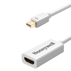 Honeywell Mini Display Port to HDMI Adapter, 4K x 2K@30Hz Resolution, Transmission Speed of 3.0 Gbps, Male-Female Adapter, Compatible with LED Displays, Laptops, Gaming Consoles, Projector- White