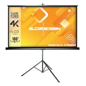 ELCOR Tripod/Portable Indoor-Outdoor projection screen 120" | 6 feet x 8 feet | 4:03 format, UltraHD 4K Matte White fabric material, Heavy sturdy tripod stand Included.