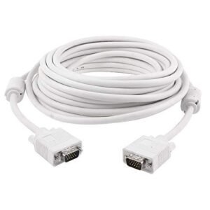 Terabyte Male To Male Vga Cable 15 Meter, Support Pc/Monitor/Lcd/Led, Plasma, Projector, Tft. Vga To Vga Converter Adapter Cable For Monitor, Personal Computer, Laptop, Television, Projector (White)