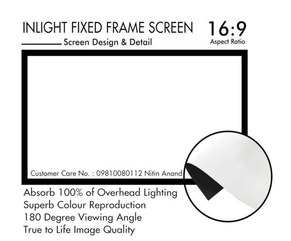 Inlight 150 Inches Diagonal in 16:9 Aspect Ratio Fixed Frame Projector Screen Active 3D-4K-8K Ultra HD Screen for Classroom, Office & Home Theater (White) (150 Inches Diagonal 16:9 Aspect Ratio) - Image 5