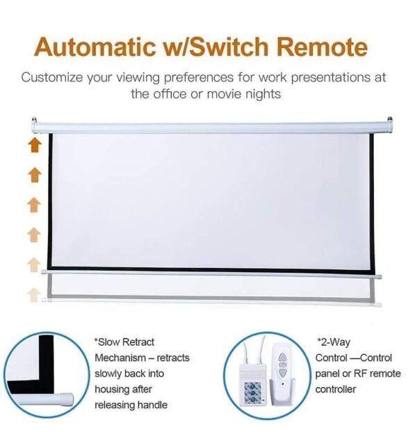 MOIZ Upgraded Cineview Home Theatre Motorised Projector Screen 100" Diagonal 4:3 Ratio Format 7 Feet-Width x 5 Feet-Height Supports Ultra HD-3D-4K Technology(White)#8 - Image 4