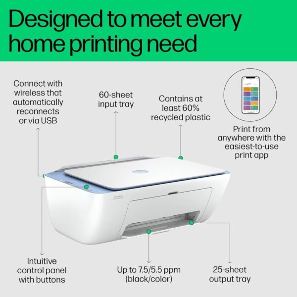 HP Ink Advantage 2878 Printer, Copy, Scan, WiFi, Bluetooth, USB, Simple Setup Smart App, Ideal for Home. - Image 7