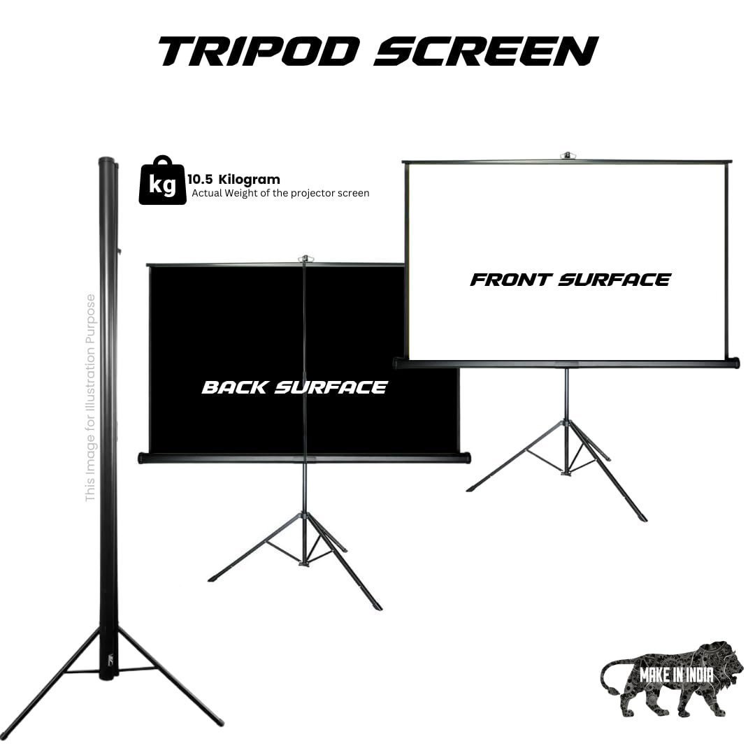 ELCOR Tripod/Portable Indoor-Outdoor projection screen 84" | 4 feet x 6 feet | 4:03 format, UltraHD 4K Matte White fabric material, Heavy sturdy tripod stand Included - Image 3