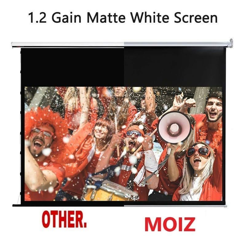 MOIZ 4x4 Feet Imported Fabric Wall Type Pull Down Screen Without Auto Lock Mechanism with 1080P, 3D and 4K Technology Ratio-1:1 -(4ft (W) x 4ft (H)),(White) - Image 4