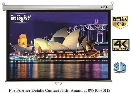 Inlight Universal Manual Wall Autolock Pull Down Projector Screen, 6 Ft. - Width x 4 Ft. - Height, 84 Inch Diagonal, 4:3 Picture Format, Supports Full HD 1080P, UHD-3D-4K Technology(White) - Image 2